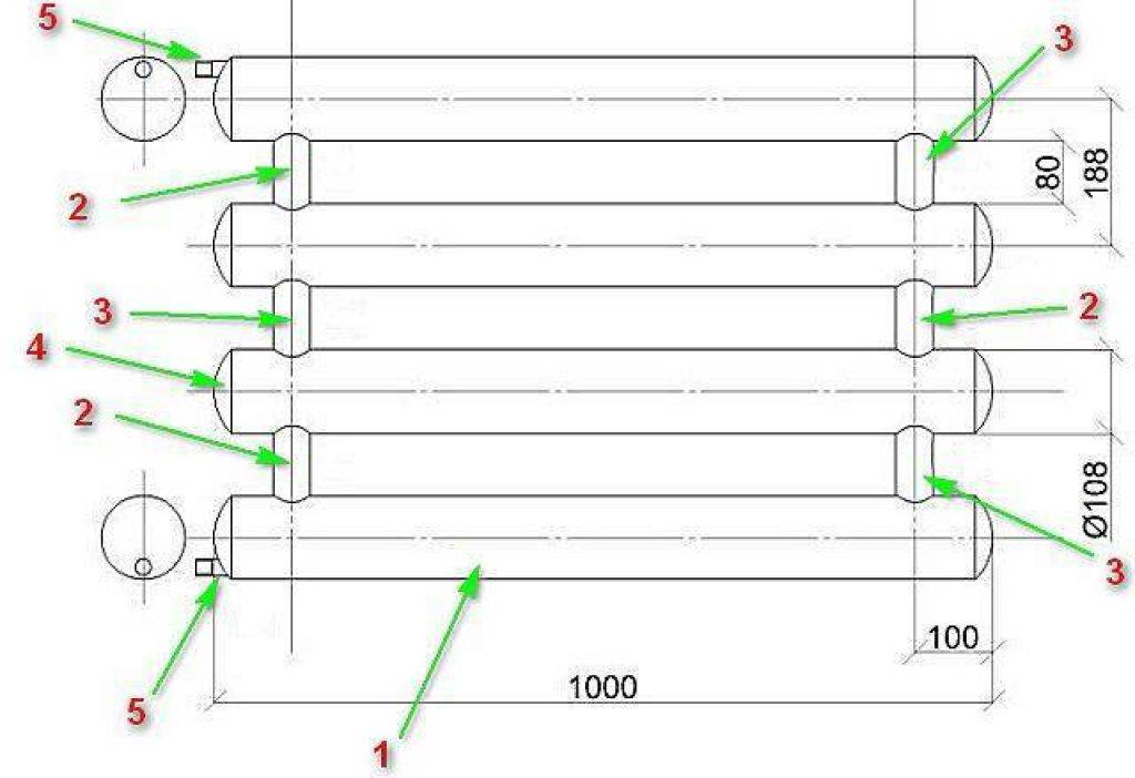 Регистр отопления из гладких труб чертеж