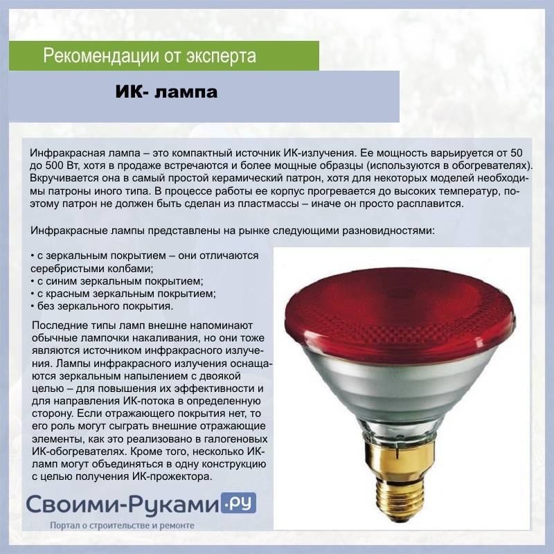 Инфракрасная лампа для обогрева помещений: отзывы, применение