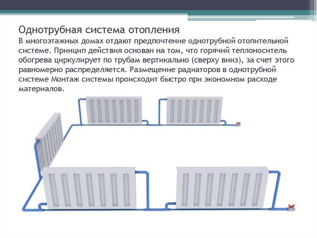 Схема однотрубной системы отопления с нижней разводкой, способы монтажа