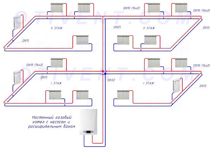 Ленинградская система отопления схема для двухэтажного дома - всё об отоплении и кондиционировании