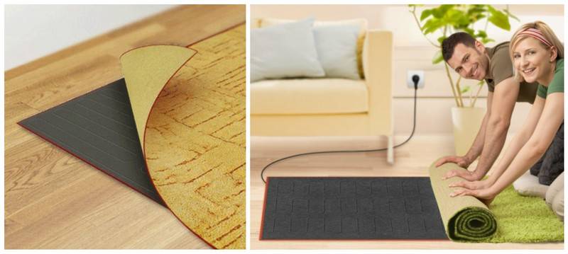 Мобильный теплый пол под ковер на деревянный пол, инфракрасный переносной коврик с подогревом под палас, пленочный электрический пол