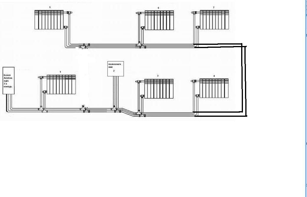 Тупиковая схема отопления 2х этажного дома