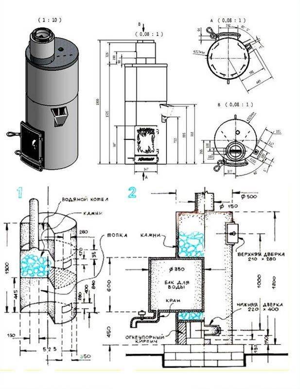 Печь для бани из трубы: как сделать своими руками, горизонтальные и вертикальные самодельные банные печки 530 мм, чертеж, фото
