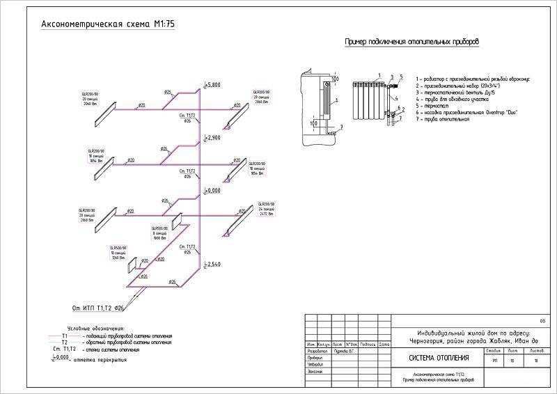 Схема системы отопления чертеж