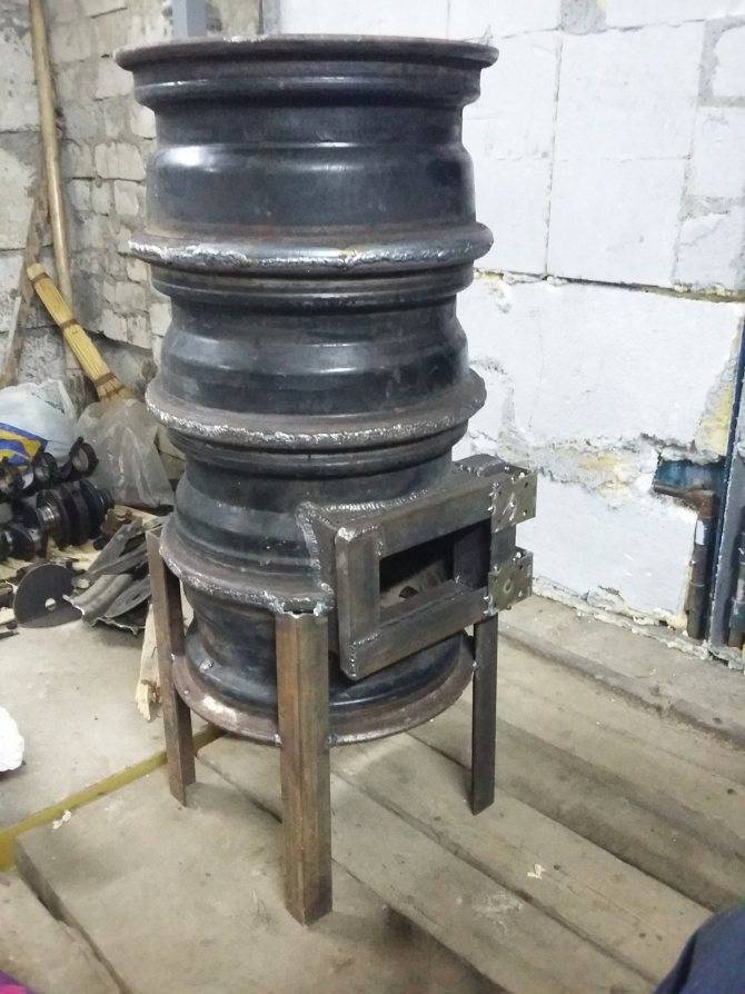 Самодельная печь из колесных дисков для бани