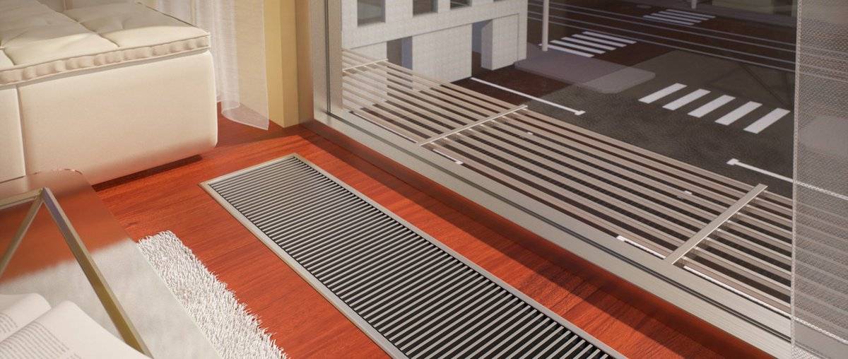 Напольные радиаторы отопления: низкие и встраиваемые в пол, для панорамных окон водяные
