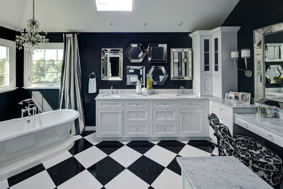 Черно-белая ванная - 105 фото лучших идей и подробное описание создания стильного оформления